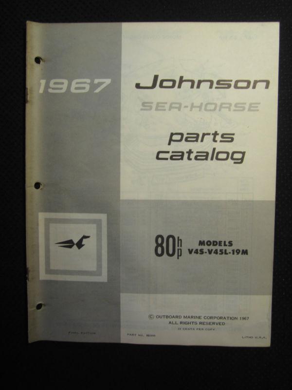 1967 johnson outboard motor 80 hp parts catalog manual sea horse v4s v45l 19m