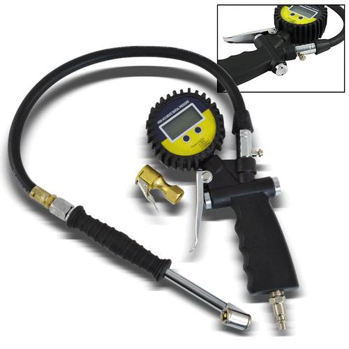 Digital pressure gauge valves tire inflator dial dual chuck clip-on 0-255 psi hd