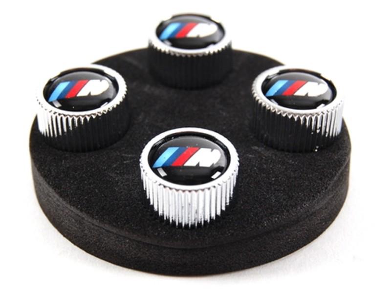 Bmw "m" logo tire valve stem caps set - genuine factory oem items!!!! - set of 4