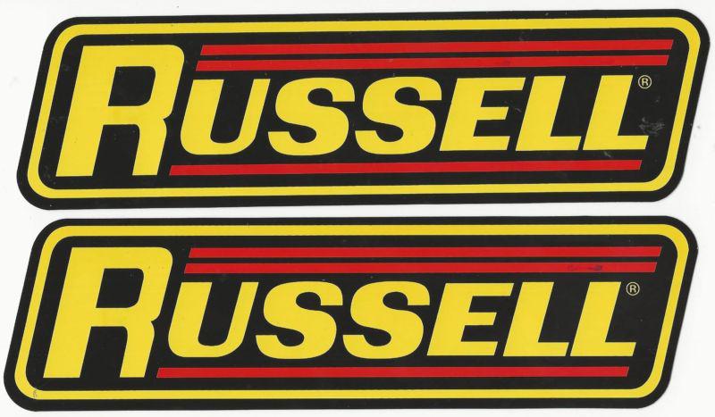 2 x russell racing decals sticker 8-5/8 inches long size new