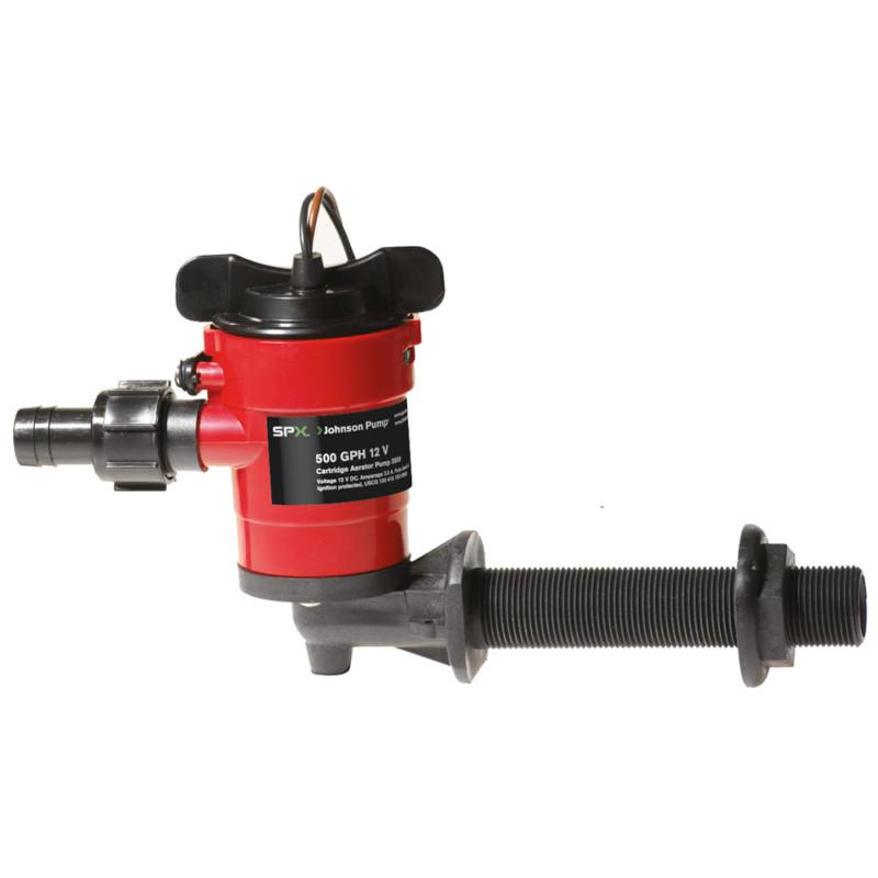 Johnson pump cartridge aerator 500 gph 90 degree intake - 12v 38503