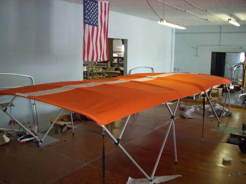Double bimini top for pontoon boat - 20' long navigator fabric