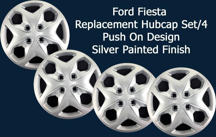 '11 12 13 ford fiesta 15" silver replacement push on hubcaps new set/4 444-15s