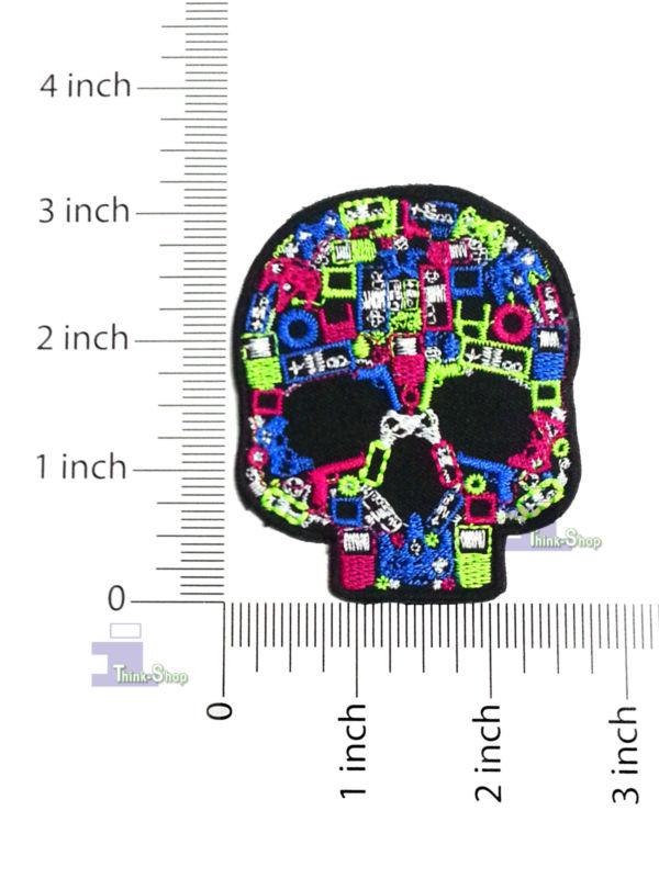 Colorful sugar skull design - iron on patches with free shipping