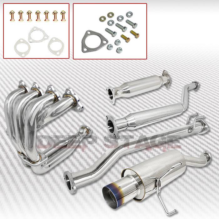 Find STAINLESS CAT BACK EXHAUST 4" BURNT TIP MUFFLER+HEADER+PIPING 02