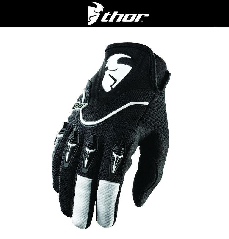 Thor flow black white dirt bike gloves motocross mx atv 2014