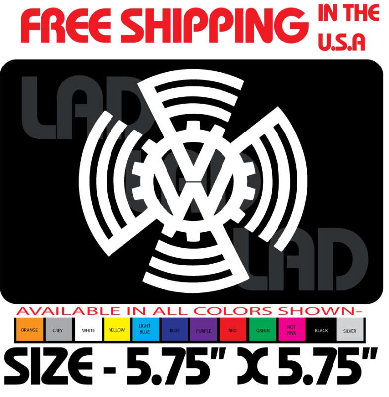 1- spinner vw vinyl decal sticker 5.75" x 5.75" white ghia thing bus buggy 