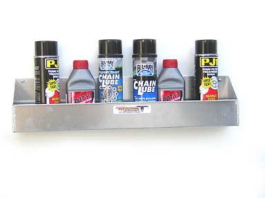 Pit posse aerosol 12 can oil caddie caddy shelf holder trailer aluminum 