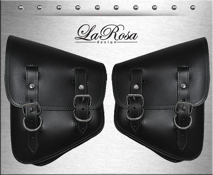 1990-2013 larosa black faux hd softail rigid bobber left right solo saddlebags
