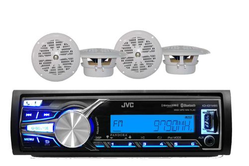 New jvc marine boat kdx31mds iphone aux input usb bluetooth radio w/4 speakers
