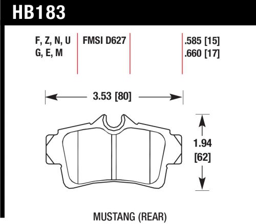 Hawk hb183g.585 dtc-60 brake pad mustang rear .585 thick