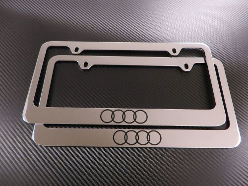 2 brand new 4 ring logo chromed metal license plate frame +screw caps