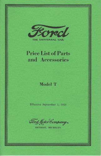Model t - price list of parts and accessories