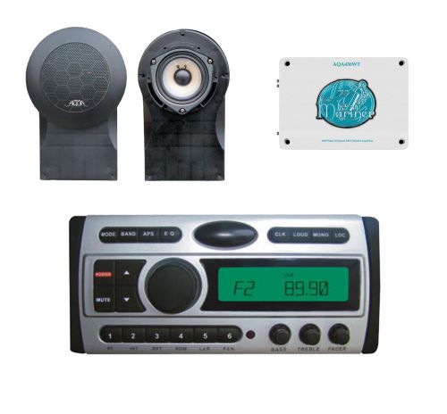 2x 5&#034; black 500w marine speakers,1600w mini amp + new marine dvd cd am fm radio