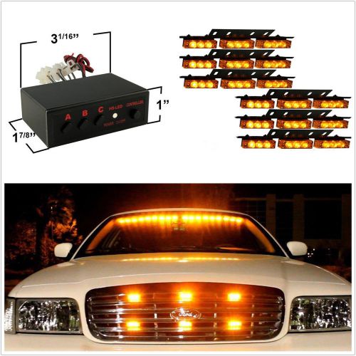 54led amber autos emergency flash warning strobe lamp bar deck dash grille light