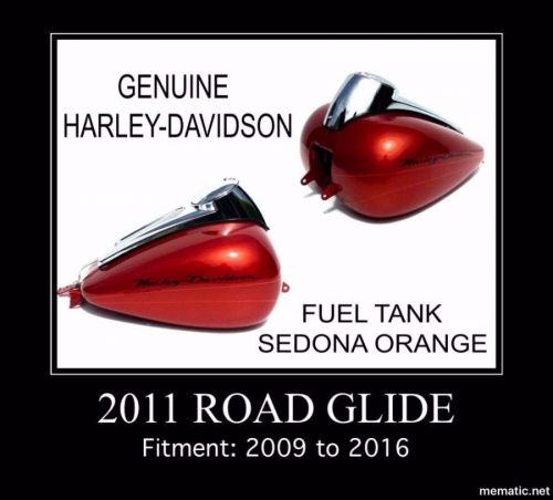 Genuine harley davidson sedona orange touring gas fuel tank - no damage / clean
