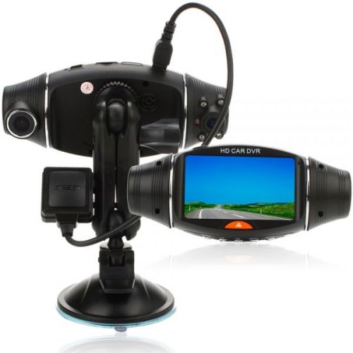2.7″ hd 1080p 4 led 140° wide angle dual cameras car dvr recorder with gps black