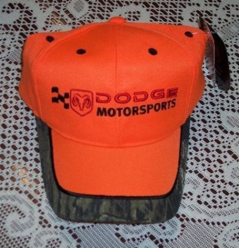 New dodge motorsports nascar racing embroidered orange mossy oak camo bill hat!