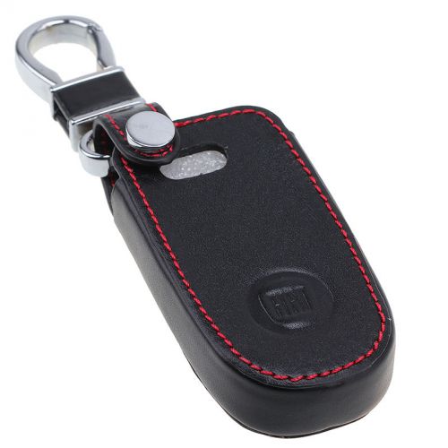 Find Black/Brown Leather Button Car Key Fob Holder for Fiat Key Chain