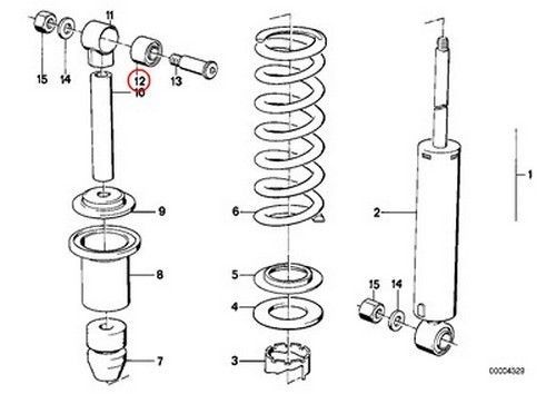 Bmw genuine motorcycle rear suspension spring strut rubber mounting 2472 2478 47