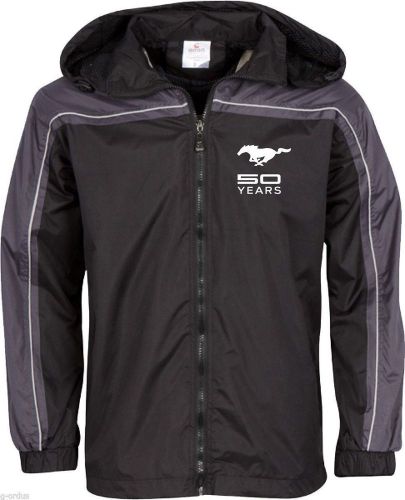 New mens ford mustang 50th anniversary black grey size large windbreaker jacket!