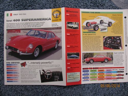 ★★ ferrari 400 superamerica -  collector brochure specs info 1960 - 1964 ★★