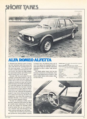 1976 alfa romeo alfetta - classic article d82