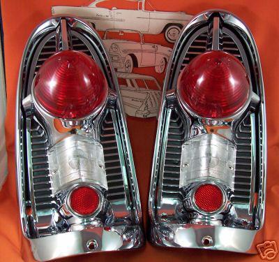 1956 chevy taillight housings chrome belair sedan hardtop wagon made in usa new