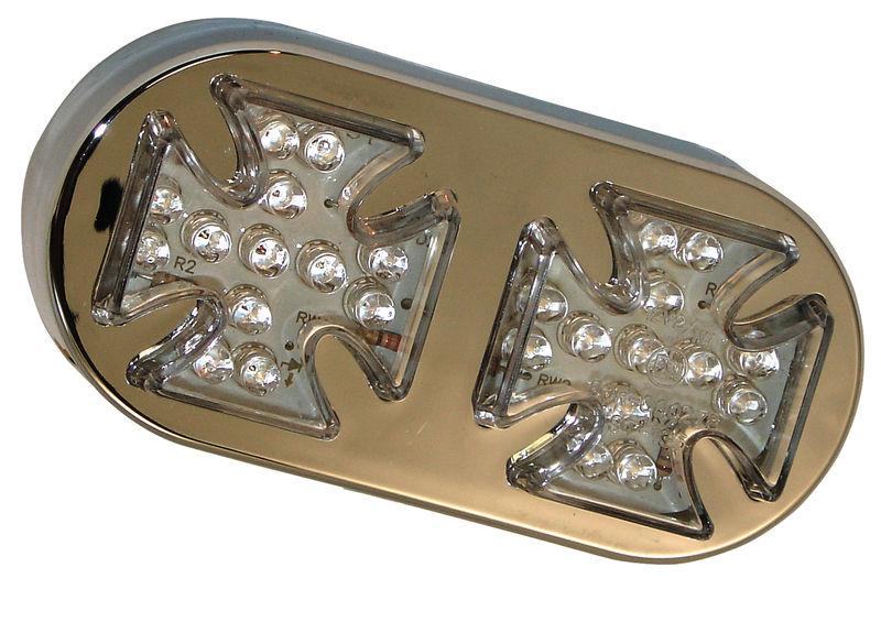 Bike-it clear led motorcycle rear tail light universal twin maltese cross led