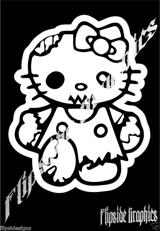 Funny walking dead hello kitty zombie custom windows laptop stickers decals