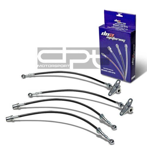 For 91-95 mr2 sw20 turbo black stainless steel hose braided disc brake line kit