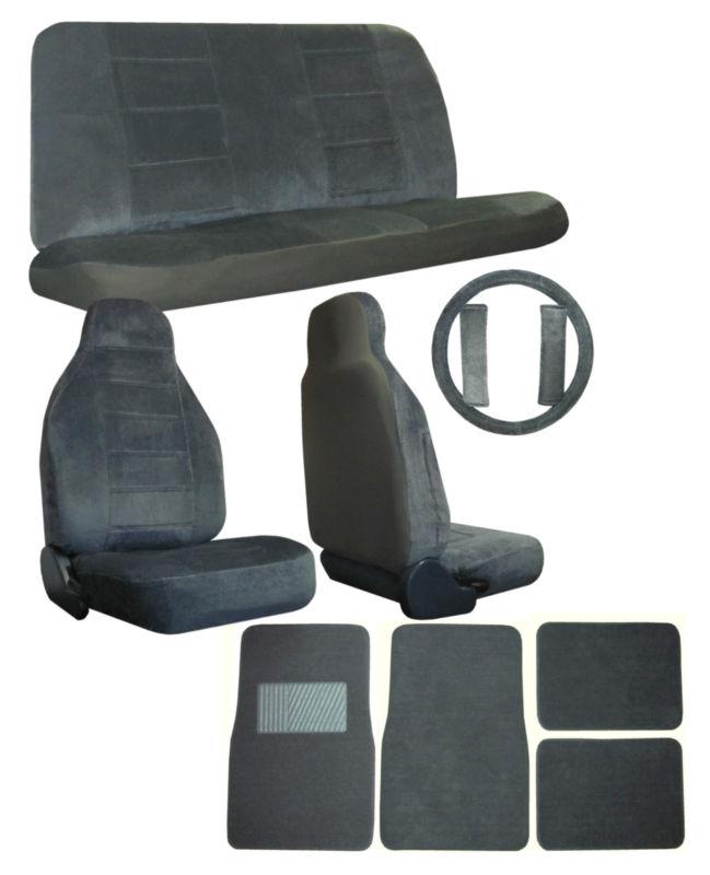 Breathable Cloth Covers for Seat & Steering Wheel w/ Floor Mats Charcoal Grey #8, US $61.91, image 1