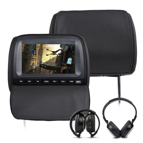 On sale 9&#034; black digital car lcd pillow headrest dvd monitor player r headphone