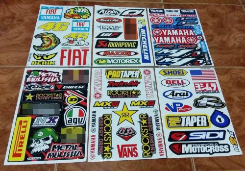 Motocross racing sport supercross quad car truck dirt rider stickers 6 sheets