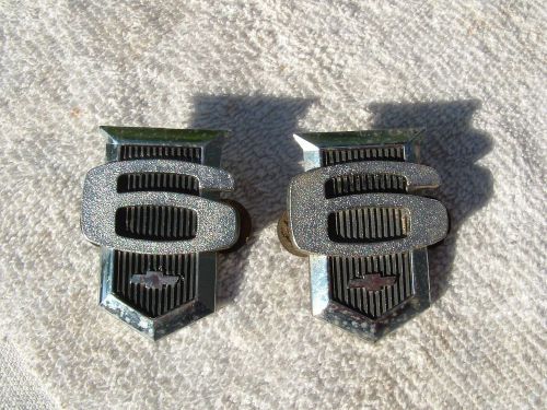 Chevrolet 6 cylinder body fender emblems 1960&#039;s with oem nuts