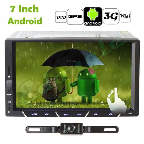Android 4.4 os 3g wifi 7" double 2 din car radio stereo gps navigation  + camera