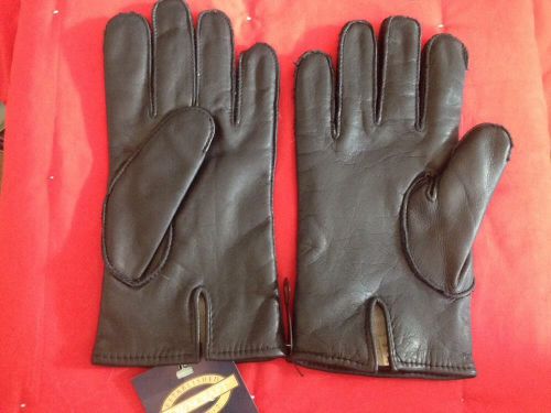 Vtg 70's black leather winter police gloves mens l  10+ jc penny towncraft usa z