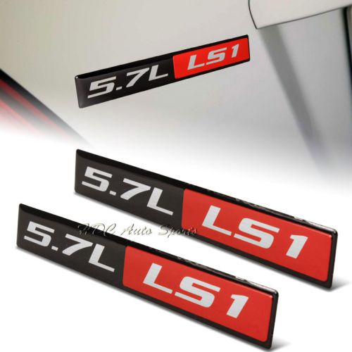 2 x universal red black 5.7l ls1 aluminum adhesive sticker decal emblem badge