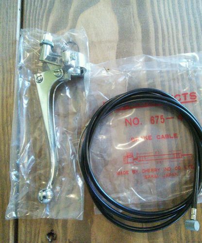 Nos cherry japan 7/8&#034; minibike brake lever and cable set, nice, mini bike