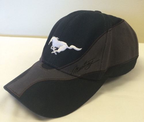 Ford mustang hat cap signature black silver running horse pony logo adjustable