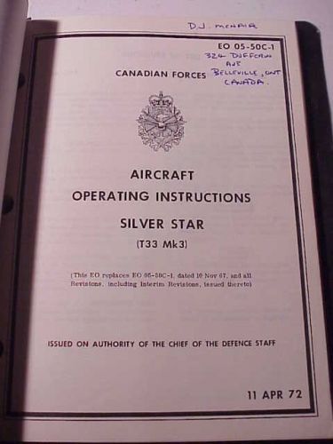 Vintage canadian forces aircraft operating instructions 1972