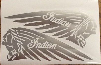 Indian motorcycle tank decal dark horse sticker silver custom made left &amp; right