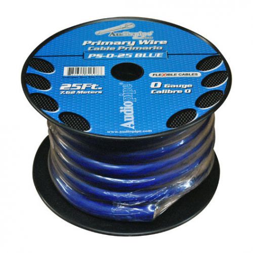 Primary wire 0 gauge 25ft blue audiopipe ps025bl wire
