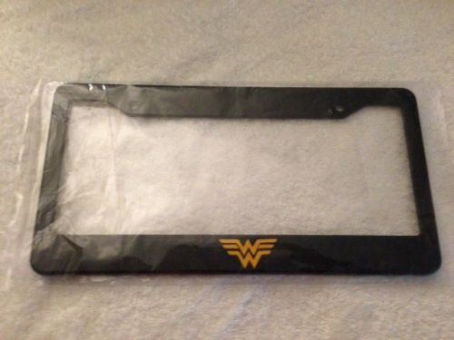 "wonderwoman - black  license with yellow plate frame  superman super hero qty 2
