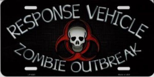 Zombie outbreak response vehicle metal license plate