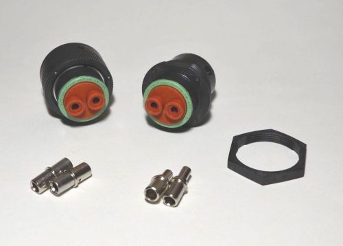 Deutsch hdp20 2-pin genuine bulkhead connector kit, 4awg contacts with panel nut