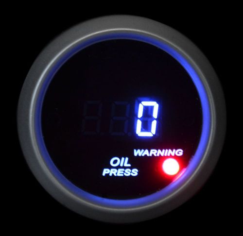 Black face blue led digital 2&#034; inch 52mm electrical oil pressure gauge psi bar