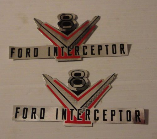 2 ford v8 interceptor valve cover decals 1954-1956 ford y-block 272 292 312