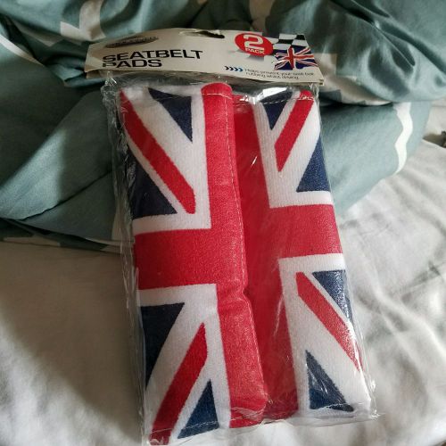 Stll sealed 2pcs union jack logo  seat belt cushions shoulder pad
