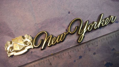 Vintage chrysler new yorker roof panel emblem, gold metal, 1972-73
